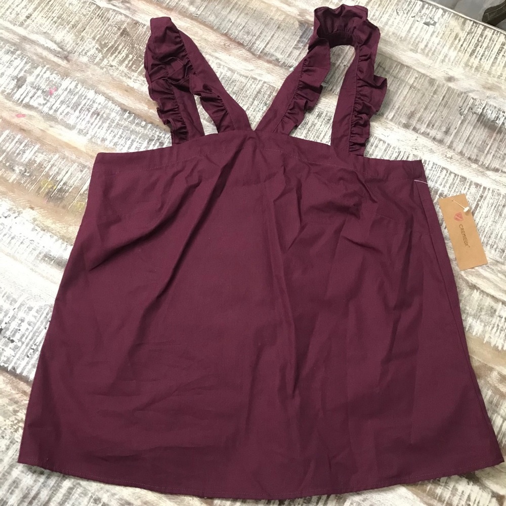 Cremieux burgundy top with ruffled straps